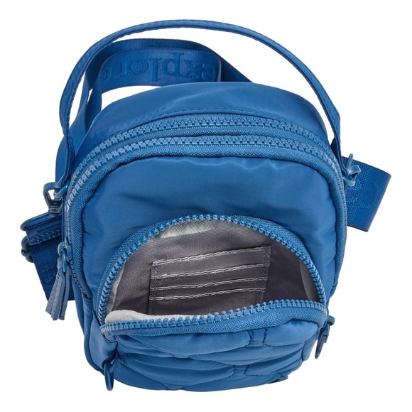 🆕 Samantha Brown Crown Blue Quilted Anti-Theft Crossbody Bag triple compartments - Picture 3 of 11